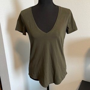 Lululemon size 6 deep v-neck short sleeve shirt. Olive color